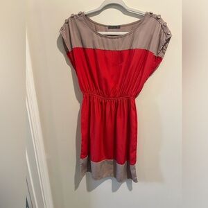 Soprano Red + Gray Color Block Dress